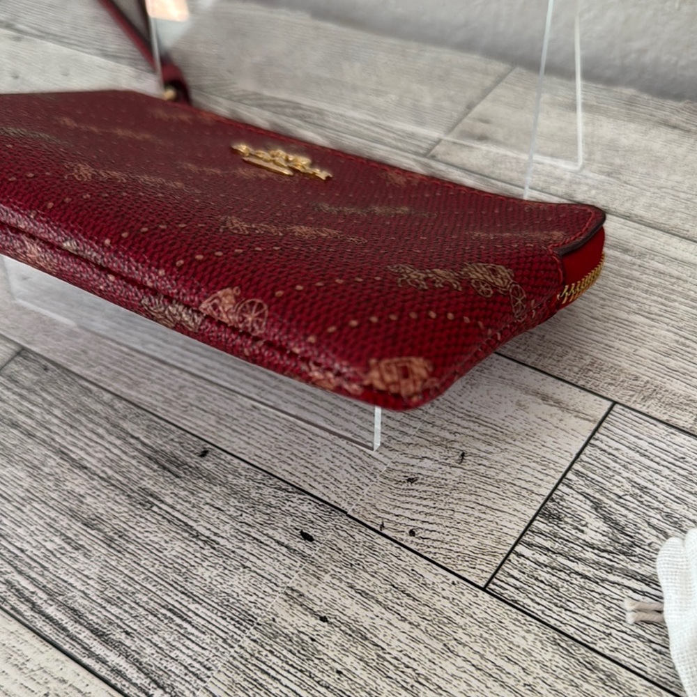 Coach Red Wristlet Horse and Carriage Dot Print - Picture 6 of 13